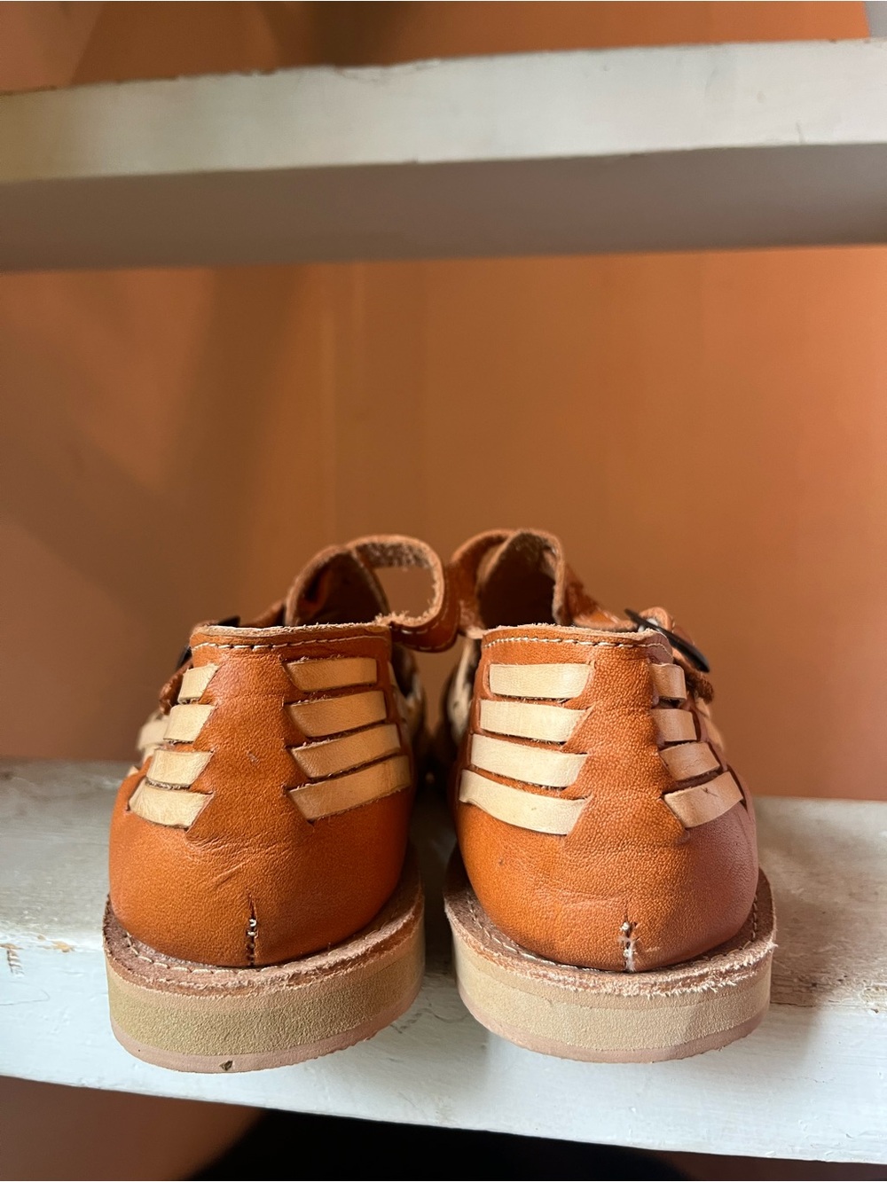 Calzado de Piel Huarache Style Woven Leather Sandals - Tan & Cognac - Picture 6 of 7